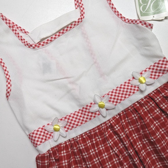 Vintage Bonnie Jean Dress Girls Size 10 Red Plaid Daisy Sundress - Picture 2 of 4